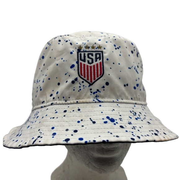 Nike Other - Nike USA Soccer Dri-Fit Bucket Hat White Blue Splatter Paint Design One Size